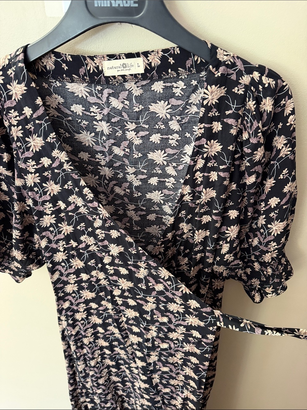 NATURAL LIFE Black Maxi Dress with Pink Floral Print - Picture 4 of 5